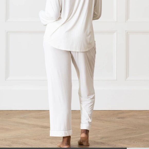 Cozy Earth Women's Bamboo Stretch-Knit PJ Pant Tall Ivory Medium New With Tags - Picture 3 of 6